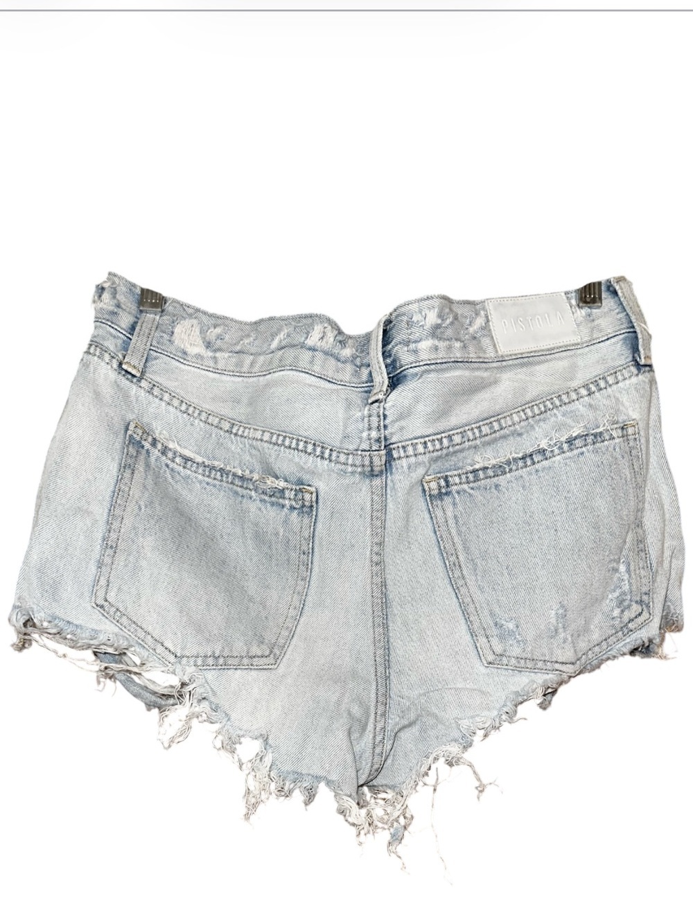 Pistola Washed Light Blue Distressed Denim Shorts - Picture 3 of 3